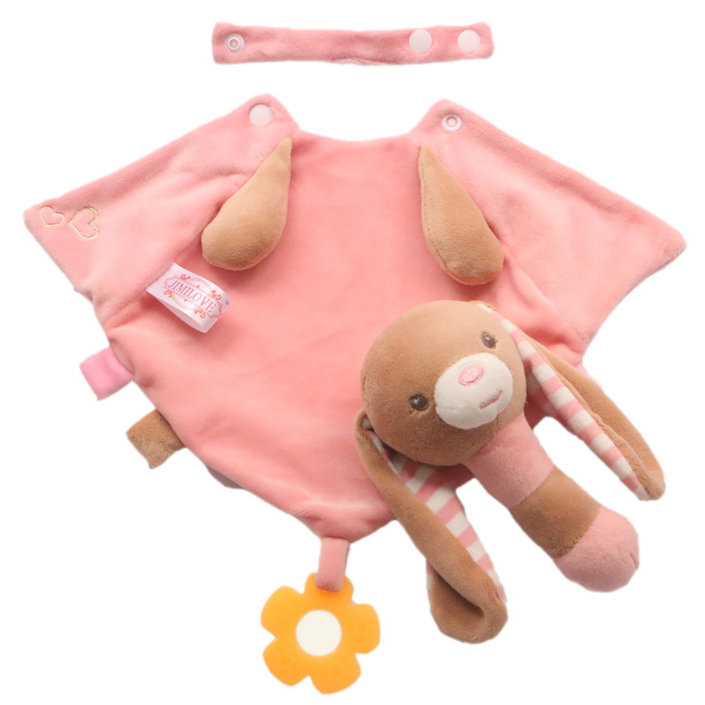 Baby Sleep Aid Stuffed Teether Soothing Towel Plush Security Blanket Baby Comforter Toy Kids Baby Soft Blanket