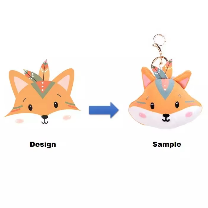 Customizable Animal Face Toy Character Keychain Toy Custom logo Custom Colour Keychain Plushie Toy for Gift
