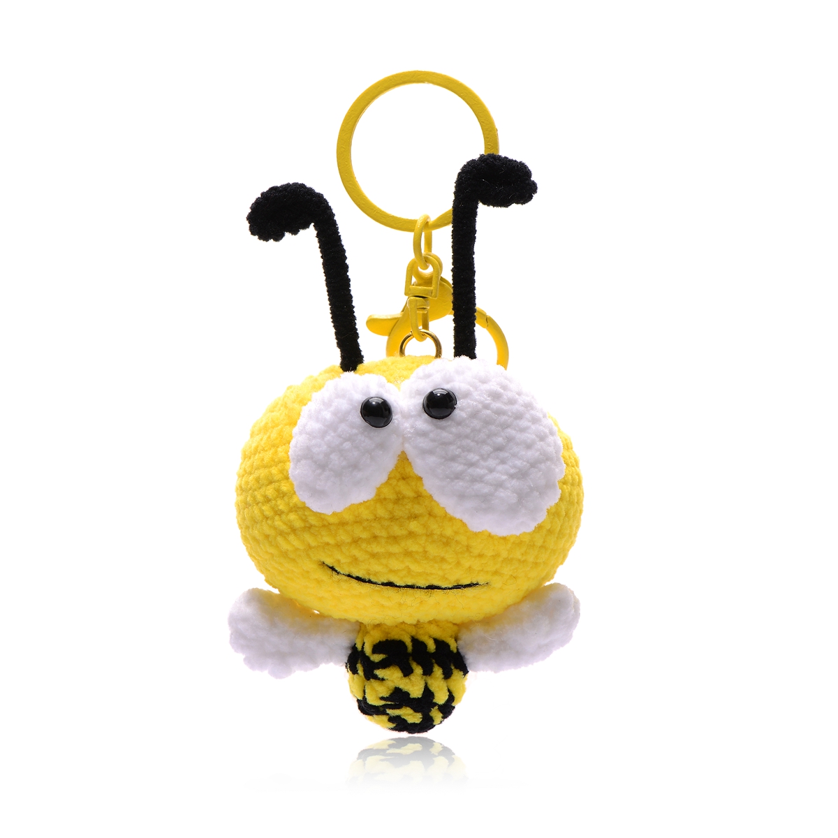 Little Bee Plush Carabiner Keychain Soft Cotton Eco-Friendly Accessory for Backpacks and Keys