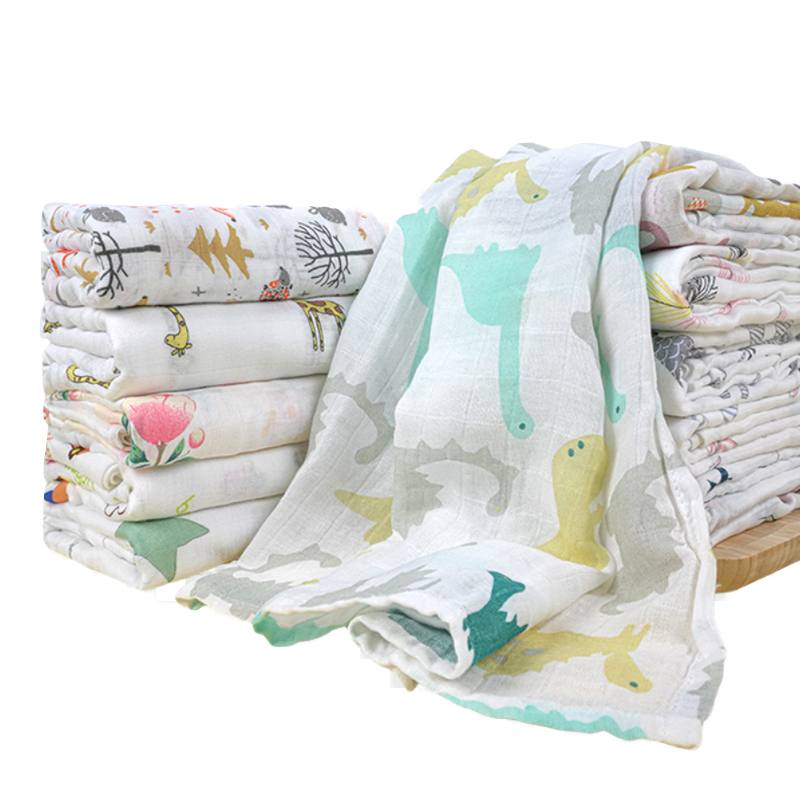 Soft Security Blanket for Newborns Nursery Stroller Car Seat Plush Bamboo Cotton Printed Blend Baby's Bedding