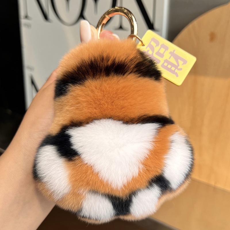 New Fashion Cute Cartoon Plush Toy Tiger Claw Keychain Backpack Hanging Buckle Wholesale