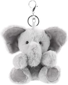 Fashion Accessory Backpack Clips Plush Gray Elephant Stuffed Animal Soft Keychain for Kids Bag