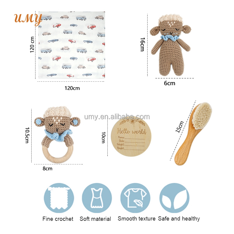 New Arrivals Born Baby Swaddle Gift Set Newborn Shower Receiving Muslin Bamboo Cotton Lovey Comforter Security Blanket Set