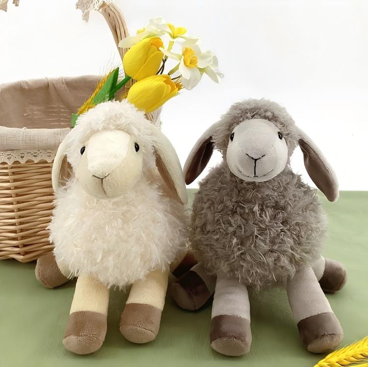 Super Soft Fluffy Sheep Plush White Lamb Stuffed Animal Woolly Toy for Baby Soothing Cuddle Realistic Farm Animal Doll Gift
