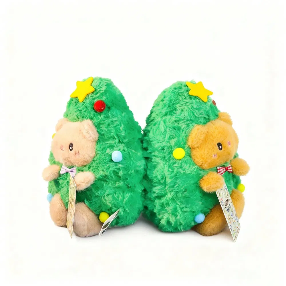 Wholesale Cute Christmas Tree Bear Plush Toy Creative Festive Decoration Claw Machine Doll for Holiday Gifts and Home Decor