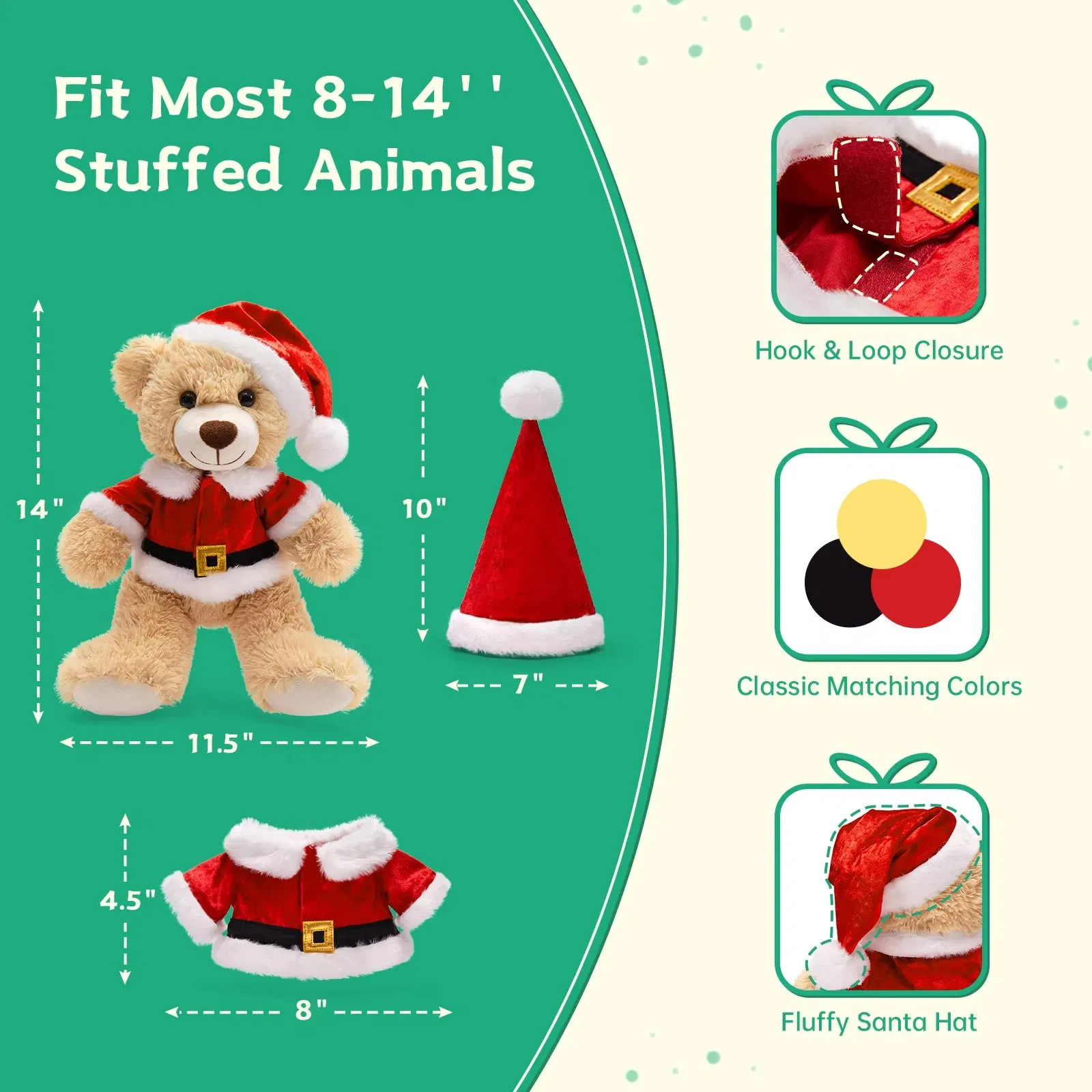 2026 Christmas Teddy Bear Plush Toy Soft Cozy Holiday Decor Cuddly Animal Festive Gift for Kids Stocking Stuffer Doll Plushie