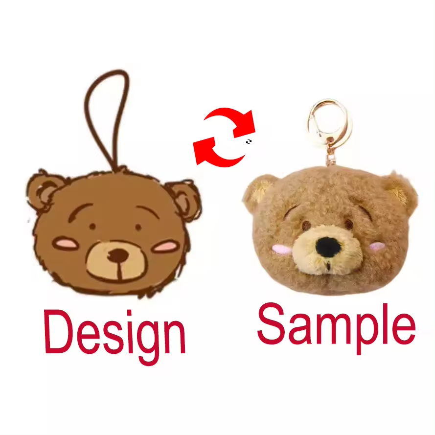 Customizable Animal Face Toy Character Keychain Toy Custom logo Custom Colour Keychain Plushie Toy for Gift