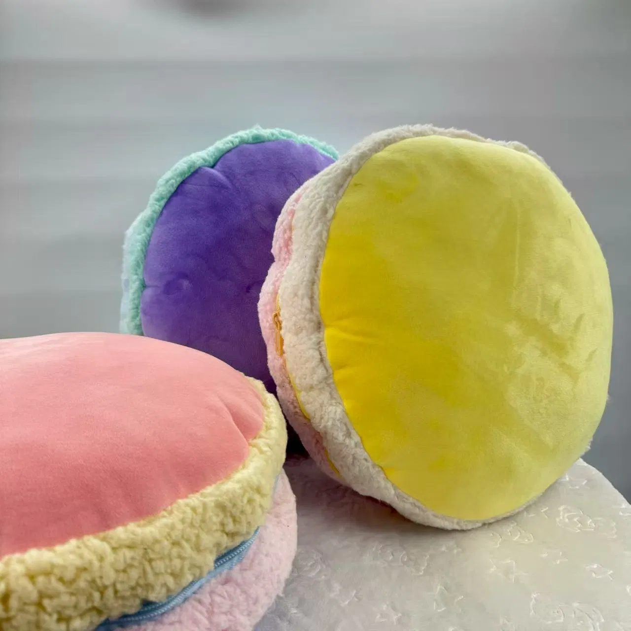 Macaron Pillow Blanket Set Plush Huggable Cushion with Throw Inside