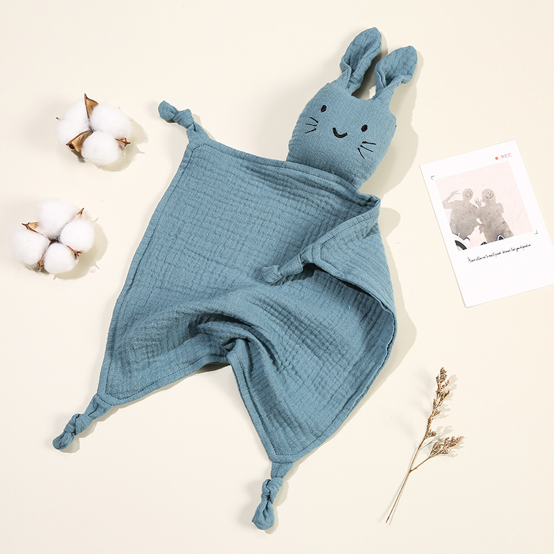 Cute 100% Cotton Muslin Newborn Soft Security Blanket Baby Bed Toy Baby Comforter Toy Baby Animal Bunny Cuddle Blanket