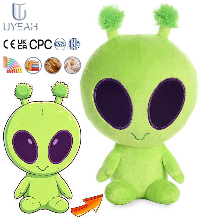 UYEAH OEM/ODM CE Personalized Design Soft Stuffed Plush Cartoon Animal Dolls Custom Cute Cartoon Alien Plushies Toys for Gift