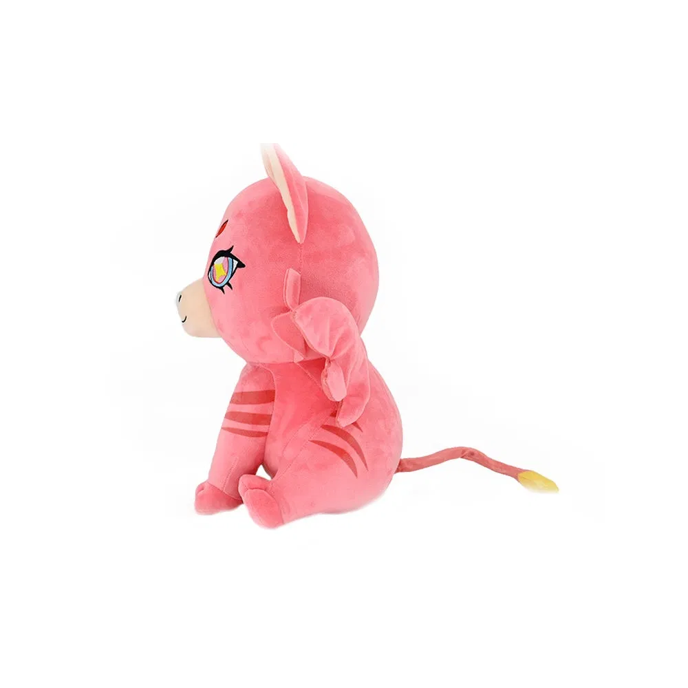 Eco Friendly Pink Plush Toy Soft Sitting God Beast Lion Holiday Customized Gift