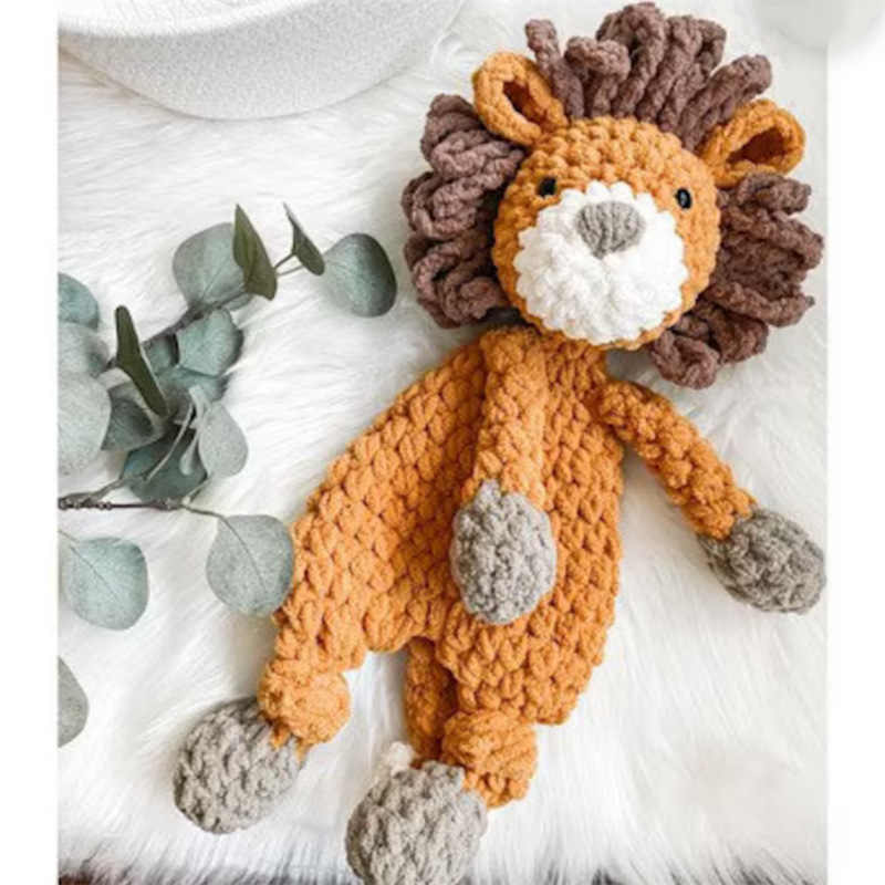 Super Soft Chenille Plush Crochet Dinosaur Design Baby Security Blanket PP Cotton Filled Comforter Anniversary ODM