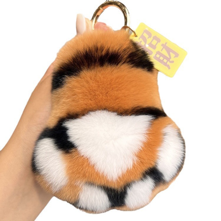 New Fashion Cute Cartoon Plush Toy Tiger Claw Keychain Backpack Hanging Buckle Wholesale