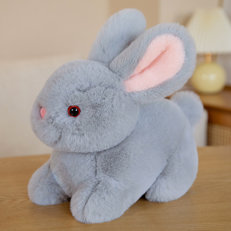 Custom Realistic Rabbit Plush Toy Stress Relief Customized Soft Stuffed Animal Bunny Doll OEM Gift Custom Design 100% Polyester