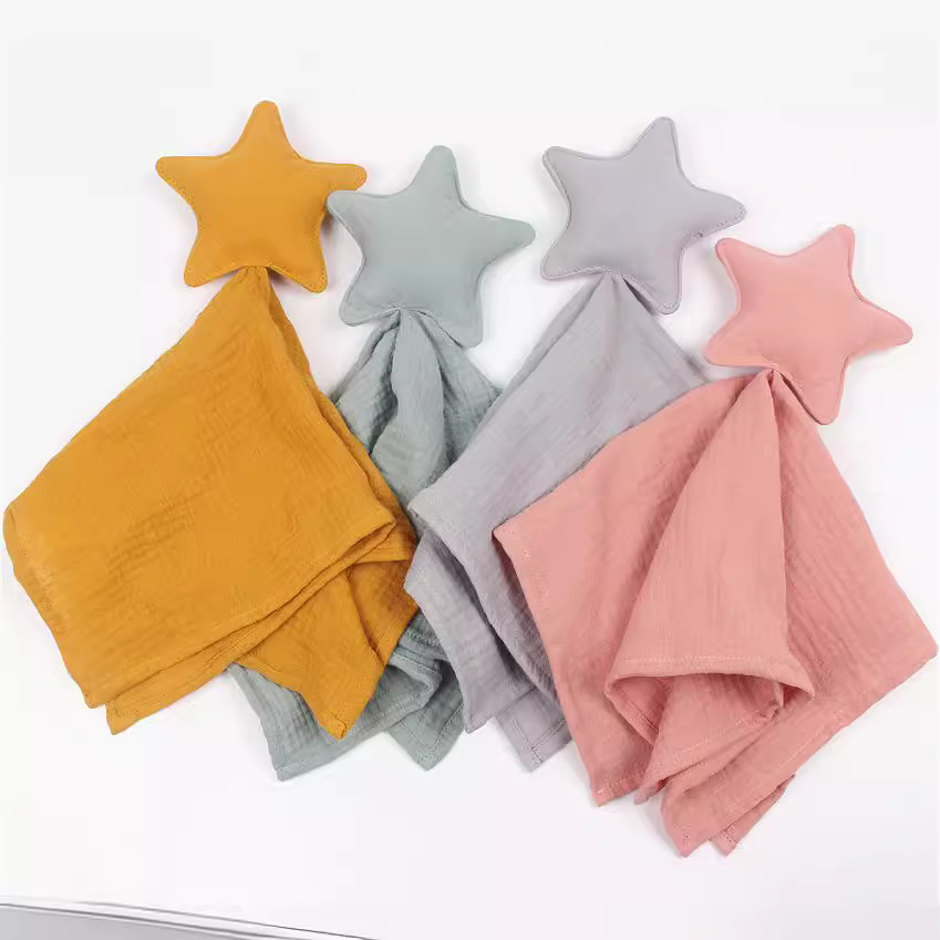 Star / Moon Security Blanket Soft Baby Lovey Blanket Unisex Lovie Snuggle Toy Baby Comforter Blanket for Newborn Boys and Girls