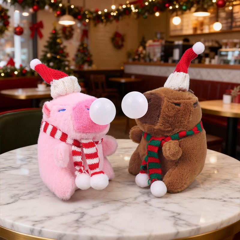 Festive Capybara Stuffed Animals Toys Christmas Plush Pendant for Backpacks and Holiday Decor
