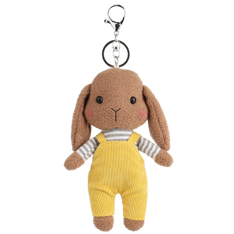 Wholesale Cute Rabbit Plush Keychain with PP Cotton Filling Animal Backpack Clip Keys/Purse Valentine Gifts Ages 7-14 11-30cm