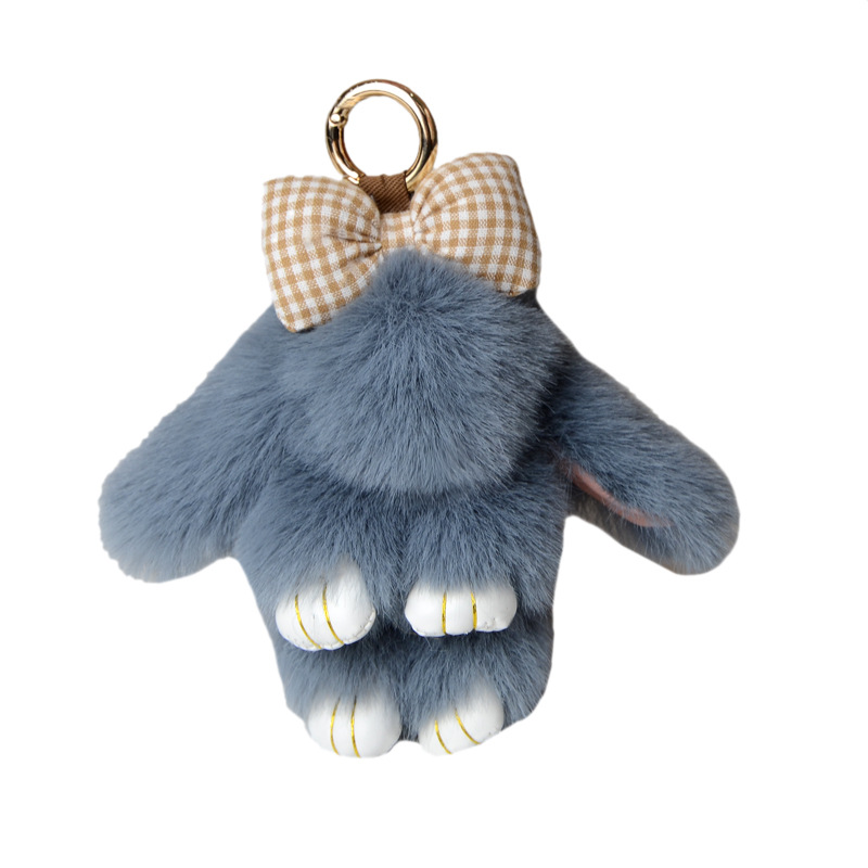Wholesale Soft Fur Pom Pom Fluffy Plush Rabbit Keychain Bunny Doll Keyring Bag Charm Accessories Pendant Keychain Car Key Chain