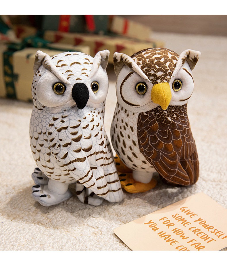 Wholesale Realistic Owl Plush Toy Cute Snowy Owl Stuffed Animal Soft Simulation Bird Plushie for Home Decor