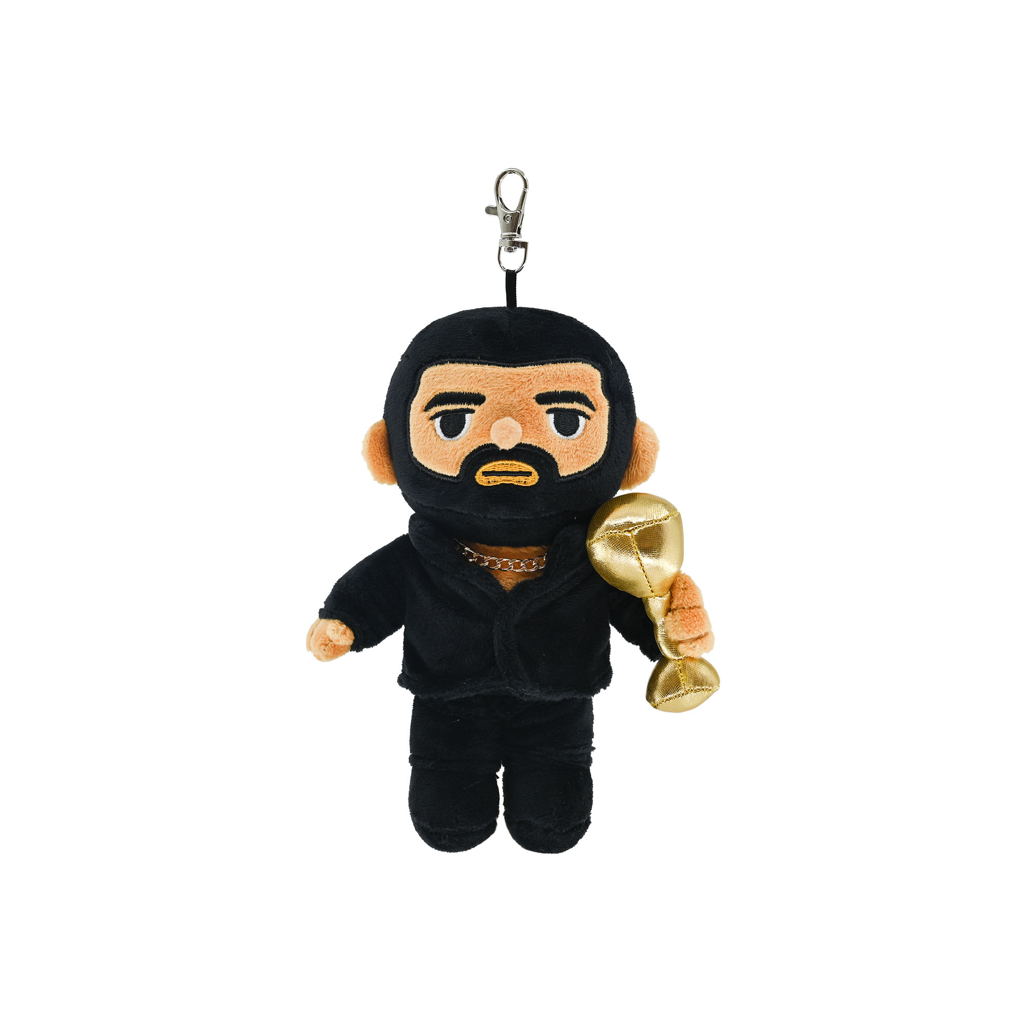 Custom Mini Plush Rapper Keychain with Gold Trophy Soft Stuffed Doll with Metal Clip for Backpack Charms Collectible Gifts