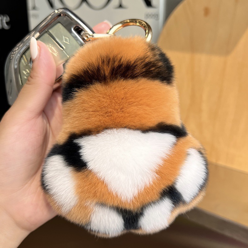 New Fashion Cute Cartoon Plush Toy Tiger Claw Keychain Backpack Hanging Buckle Wholesale