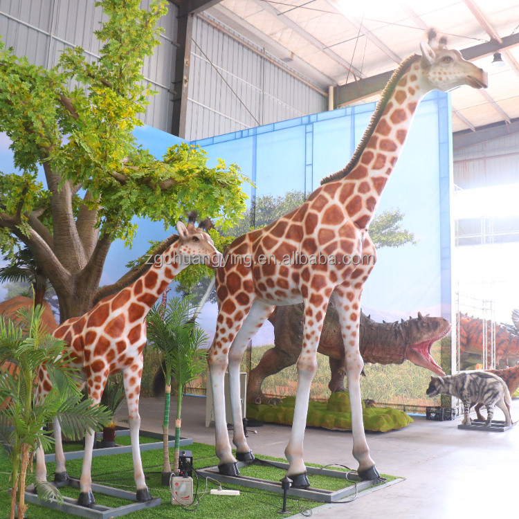 High Quality Lifelike Artificial Mechanical Animal Real Size Hyper Real Animals Animatronic Giraffe For Safari Park