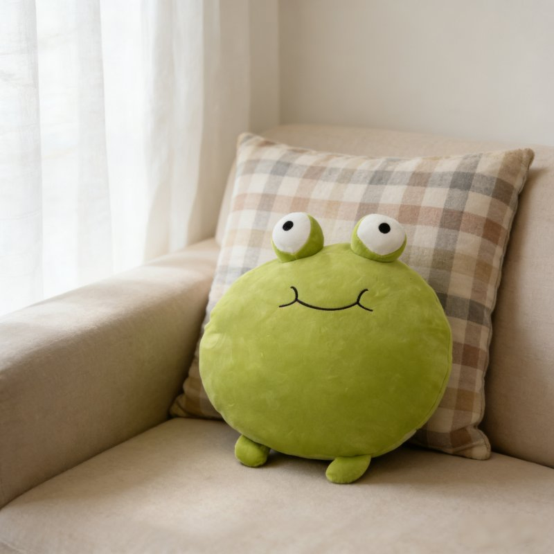 Cute Cartoon Frog Plush Throw Pillow Soft Stuffed Animal Decorative Cushion for Kids &amp; Sofa