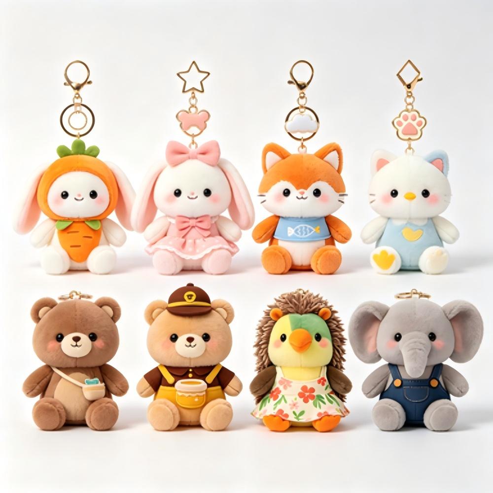 Cartoon Plush Doll Keychain Soft Stuffed Toy Mobile Phone Chain Bag Hanging Pendant Creative Gift Souvenir