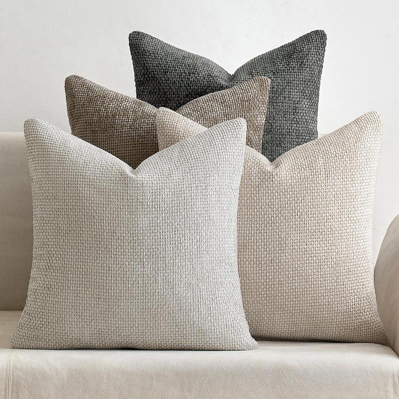 Dairui Soft Chenille Cross Stitch Pillow Cases Simple Solid Throw Pillows Plush Couch Backrest Cushions Home Decor Wholesale