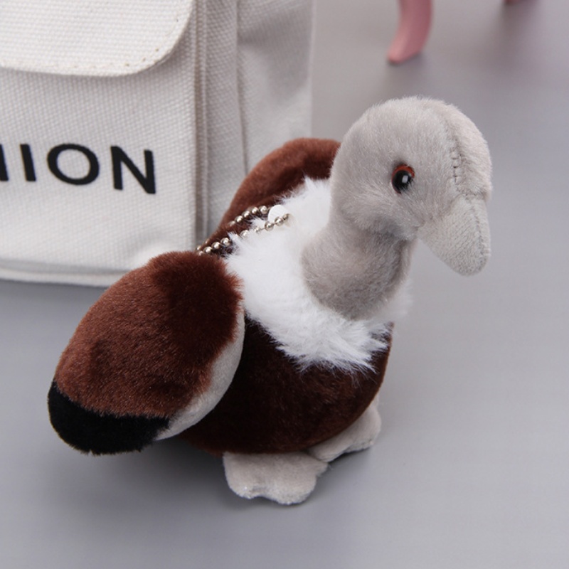 Wholesale Lifelike Animal Birds Keychain Soft Stuffed Backpack Key Clip Plush Pelican Vulture Bald Eagle Toucan Toys