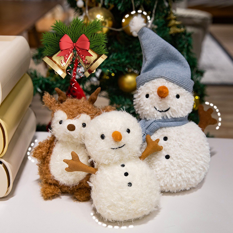 Wholesale Price OEM Manufacturer Yiwu Market Personalized Super Soft Festive Toys Stuffed Penguin Snowman Santa Claus Plush Christmas Fabric Dolls Factory