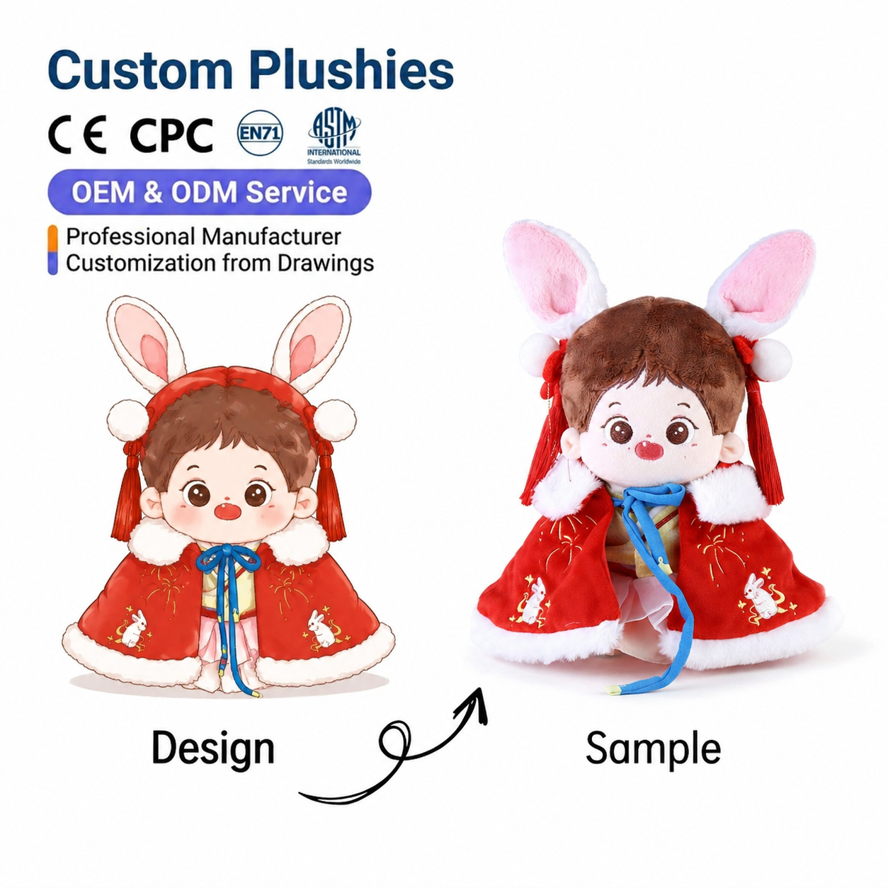 New K- Anime Customizable Plush Doll 20cm Purple Ponytail Sitting Girl Stress Relief Embroidered Soft Stuffed Toy