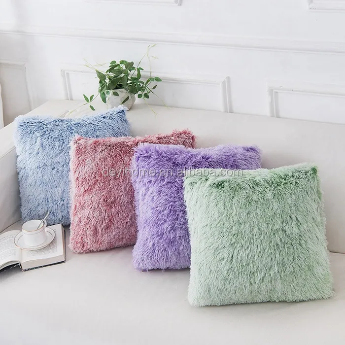 Winter Warm Soft Fur Throw Pillow Cozy Fluffy Plush Cushion for Sofa Decor