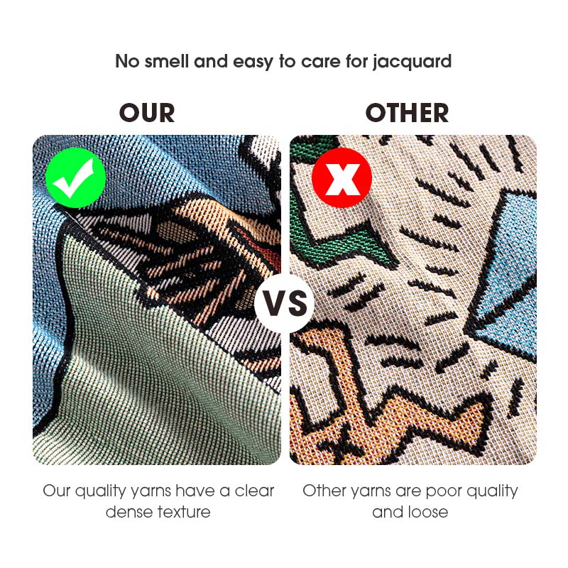 Manufacturers Wholesale Custom Tapestry Woven Blanket Anime Cotton Jacquard Picnic Woven Throw Image Tassel Blanket