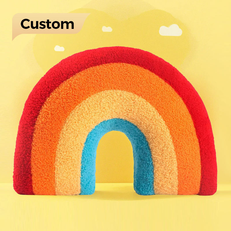 Rainbow Shaped Irregular Throw Pillow Plush Fabric Home Decor Fluffy Cushion