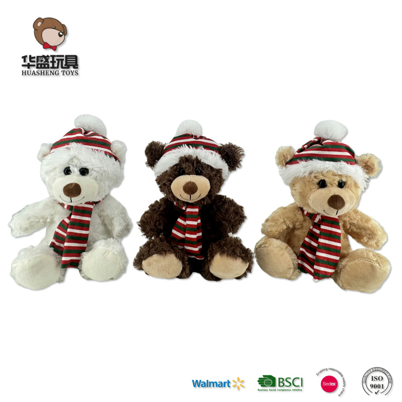 Christmas Hat Teddy Bear Stuffed Animal Plush Toys Party Birthday Holiday Gift
