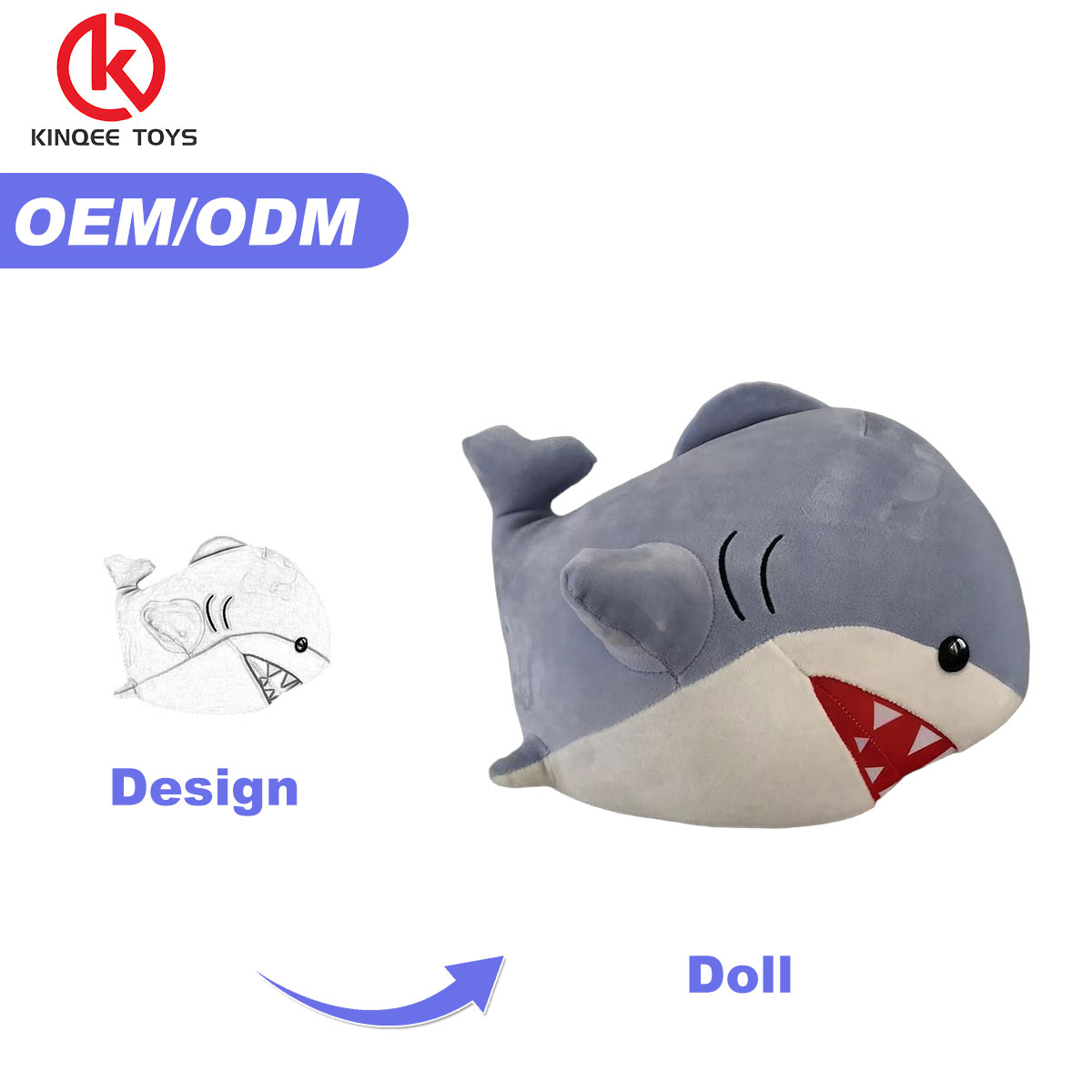 Kinqee Custom Super Soft Shark Hugging Throw Pillow Factory Astm En71 Cute Stuffed Sea Animal Plush Toy Animal Plushie Toy