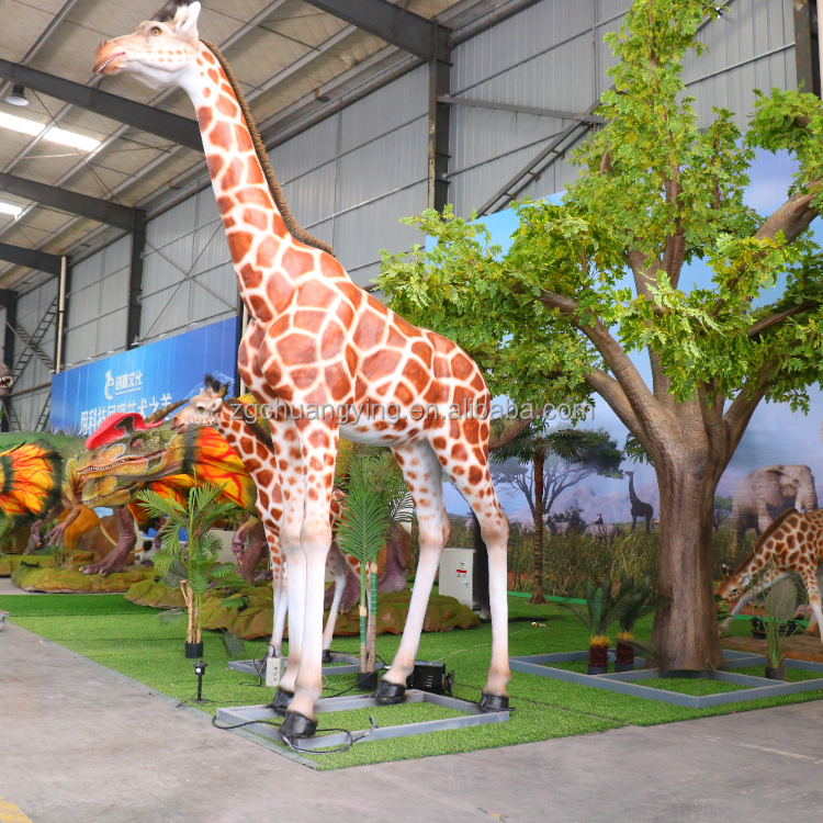 High Quality Lifelike Artificial Mechanical Animal Real Size Hyper Real Animals Animatronic Giraffe For Safari Park