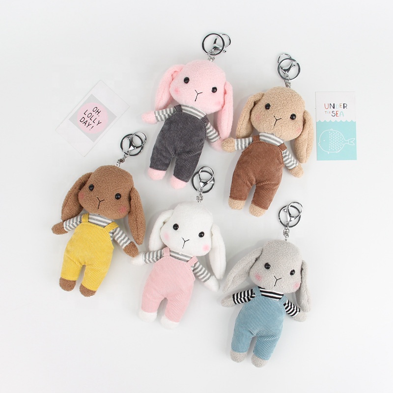 Wholesale Cute Rabbit Plush Keychain with PP Cotton Filling Animal Backpack Clip Keys/Purse Valentine Gifts Ages 7-14 11-30cm
