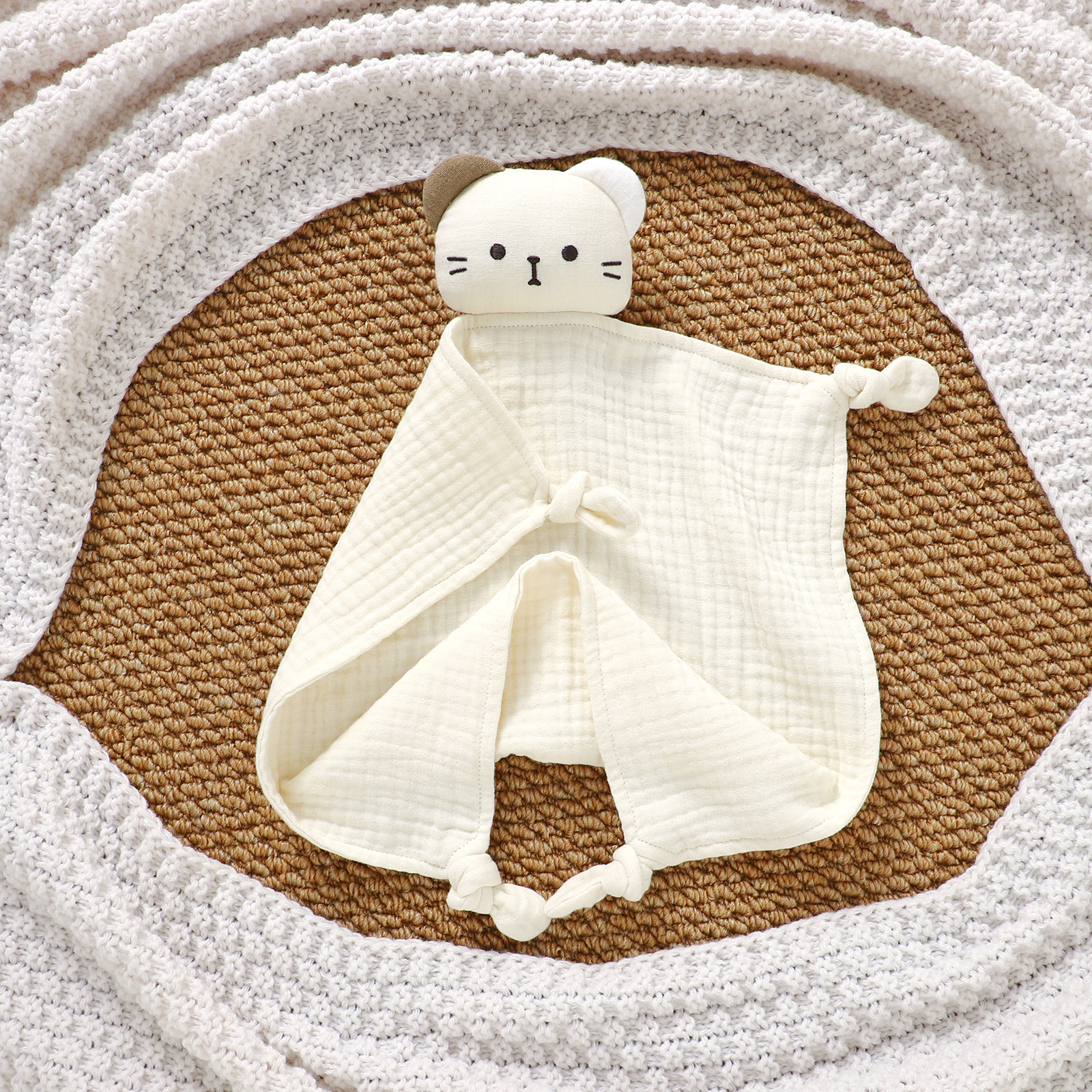 30x30cm Bear Baby Lovey Security Blanket Knotted Muslin Gauze Newborn Soothing Towel Infant Sleeping Comforter Comfort Blanket