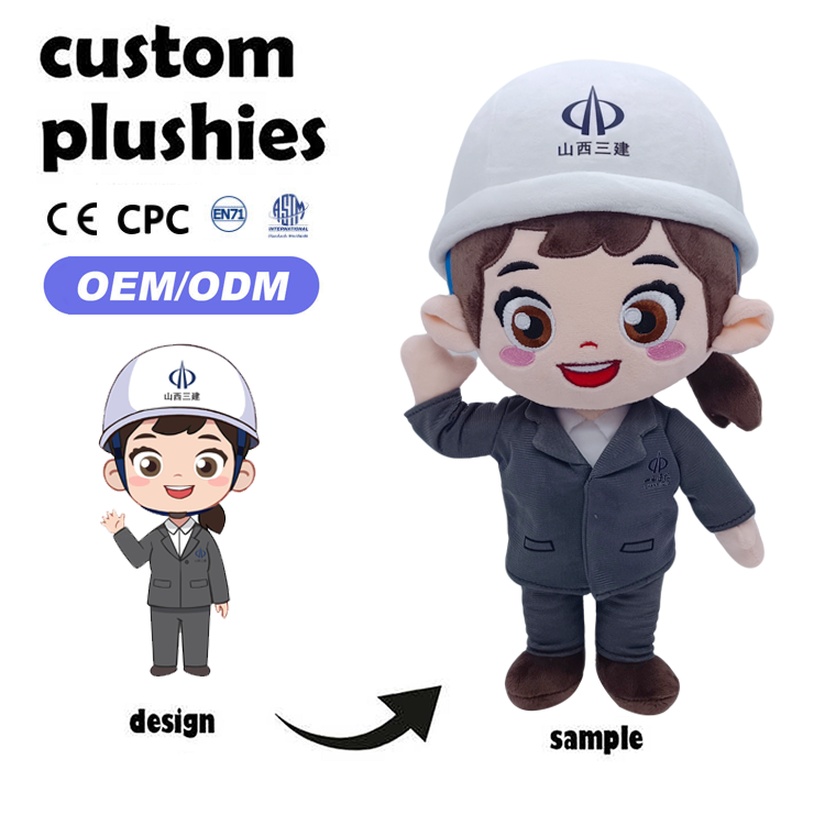 Personalized Soft Anime Plush Dolls Custom Corporate Image Character Stuffed Toys Doll for Brand Gift