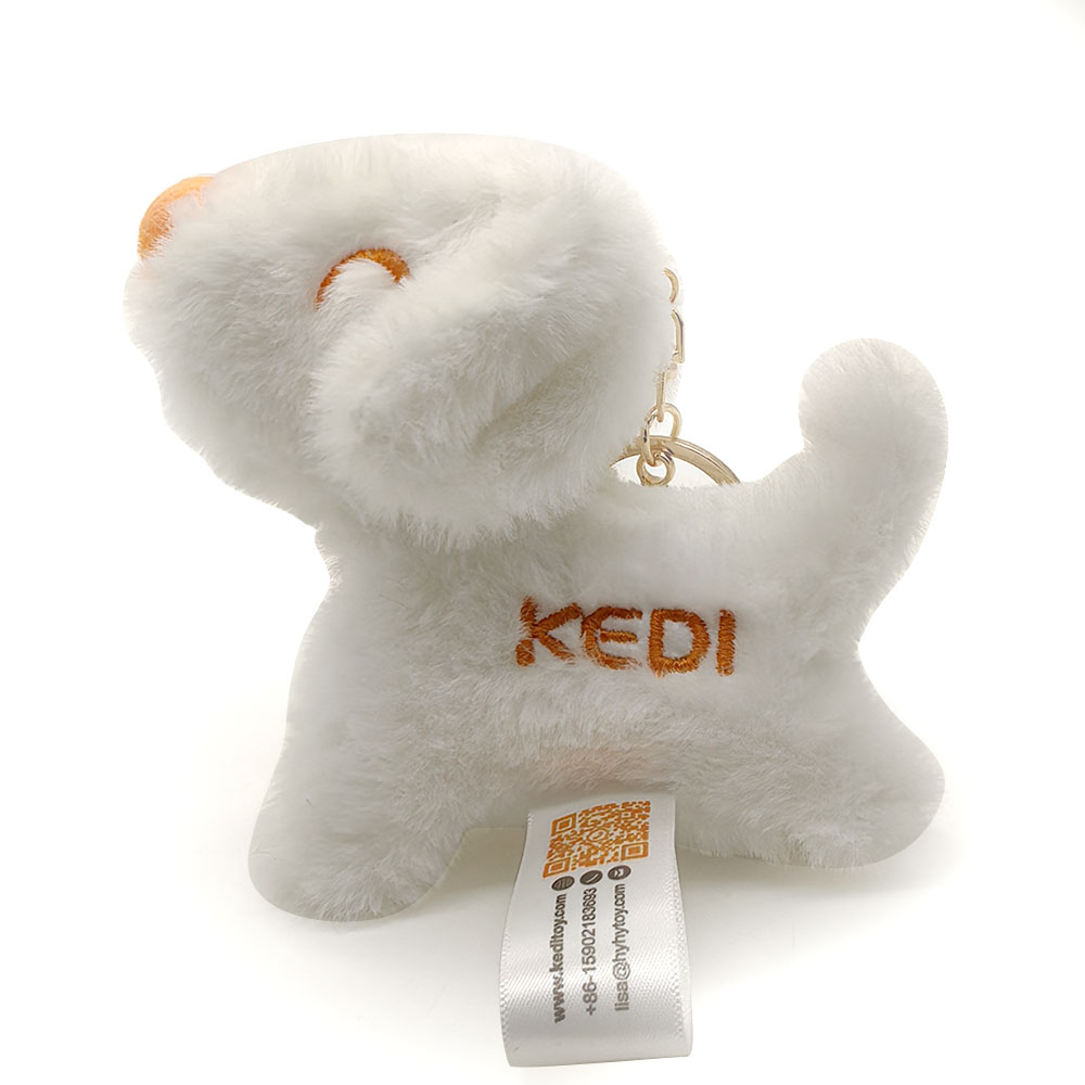 Custom Puppy Plush Keychain Stuffed Animal Backpack Clip Mini Plush With Key Chain Doll Peluches White Puppy Keychain