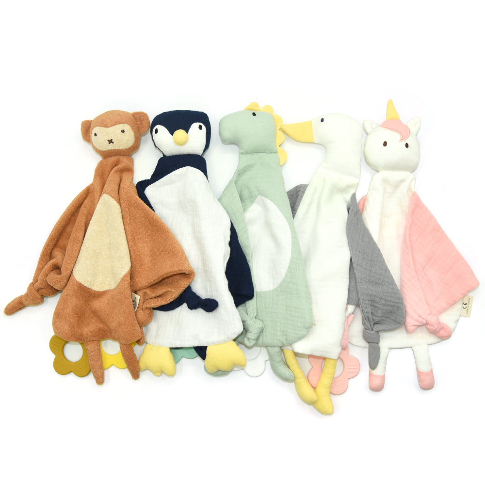 Manufacturer New Arrival Baby Blanket Snuggling Security Toy Organic Animal Toy Cum Blanket Baby Security Blanket