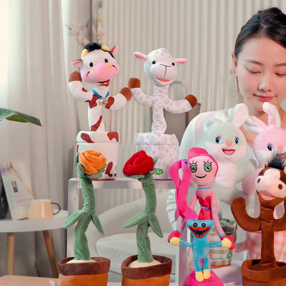 Popular Dancing Animal Electric Rabbit Cow Plush Recording Toy Singing and Talking Twisting Toy