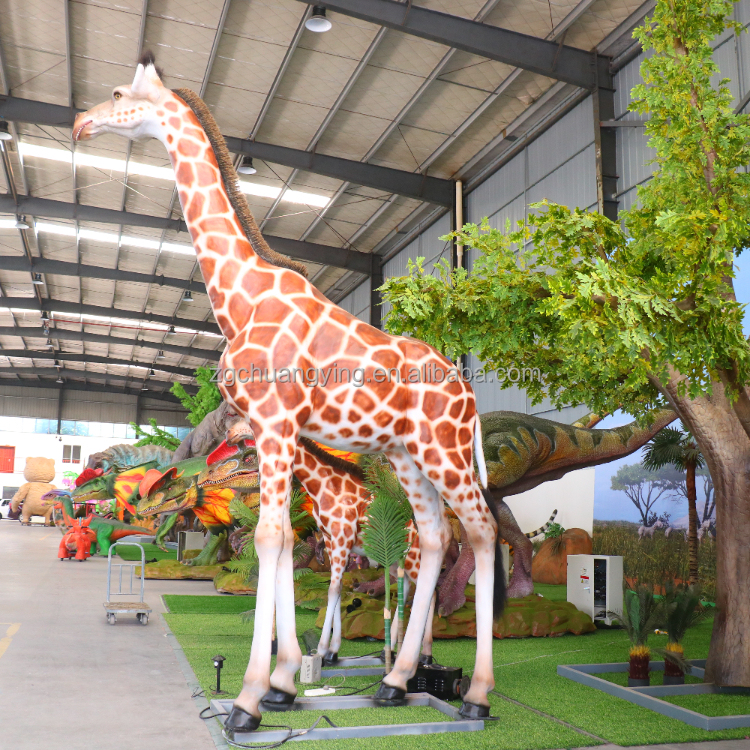 High Quality Lifelike Artificial Mechanical Animal Real Size Hyper Real Animals Animatronic Giraffe For Safari Park