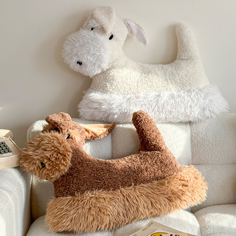 Cute Cartoon Dog Plush Throw Pillow Decorative Cushion with Insert Lumbar Support