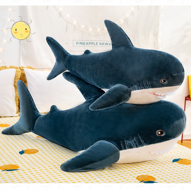 Customizable Large Huge Stuffed Animal Human Size Shark Pillow Giant Hugging Blue Shark Plush Toy Soft Ocean Toy