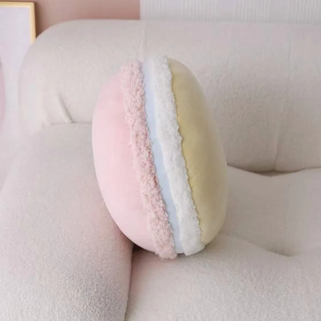 Macaron Pillow Blanket Set Plush Huggable Cushion with Throw Inside