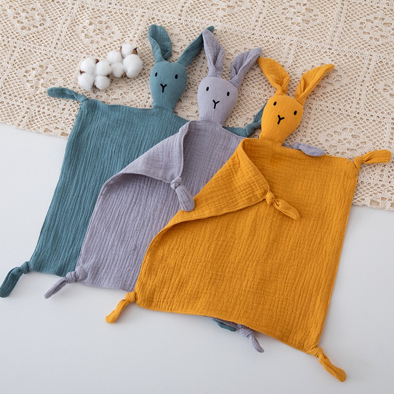 Soft Printed Floral Muslin Bunny Baby Security Blanket Rabbit Sleep Soother Toy Newborn Cotton Gauze Comfort Cuddle Towel