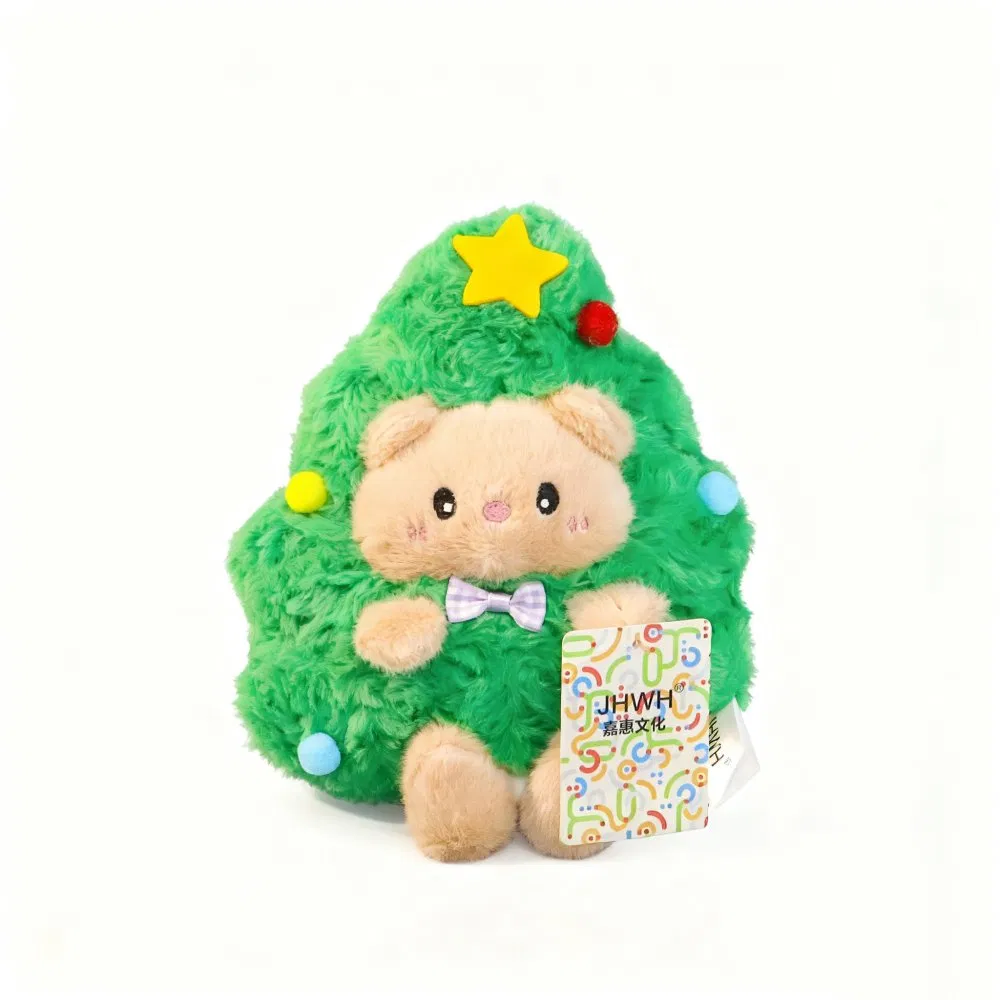 Wholesale Cute Christmas Tree Bear Plush Toy Creative Festive Decoration Claw Machine Doll for Holiday Gifts and Home Decor